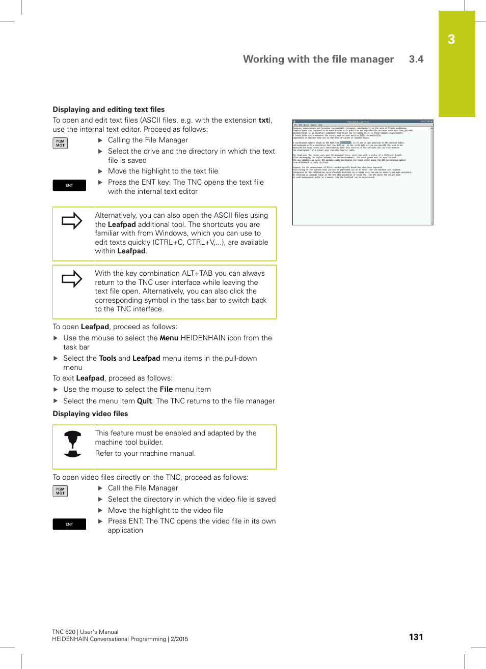 Working with the file manager 3.4 | HEIDENHAIN TNC 620 (81760x-02) User Manual | Page 131 / 656