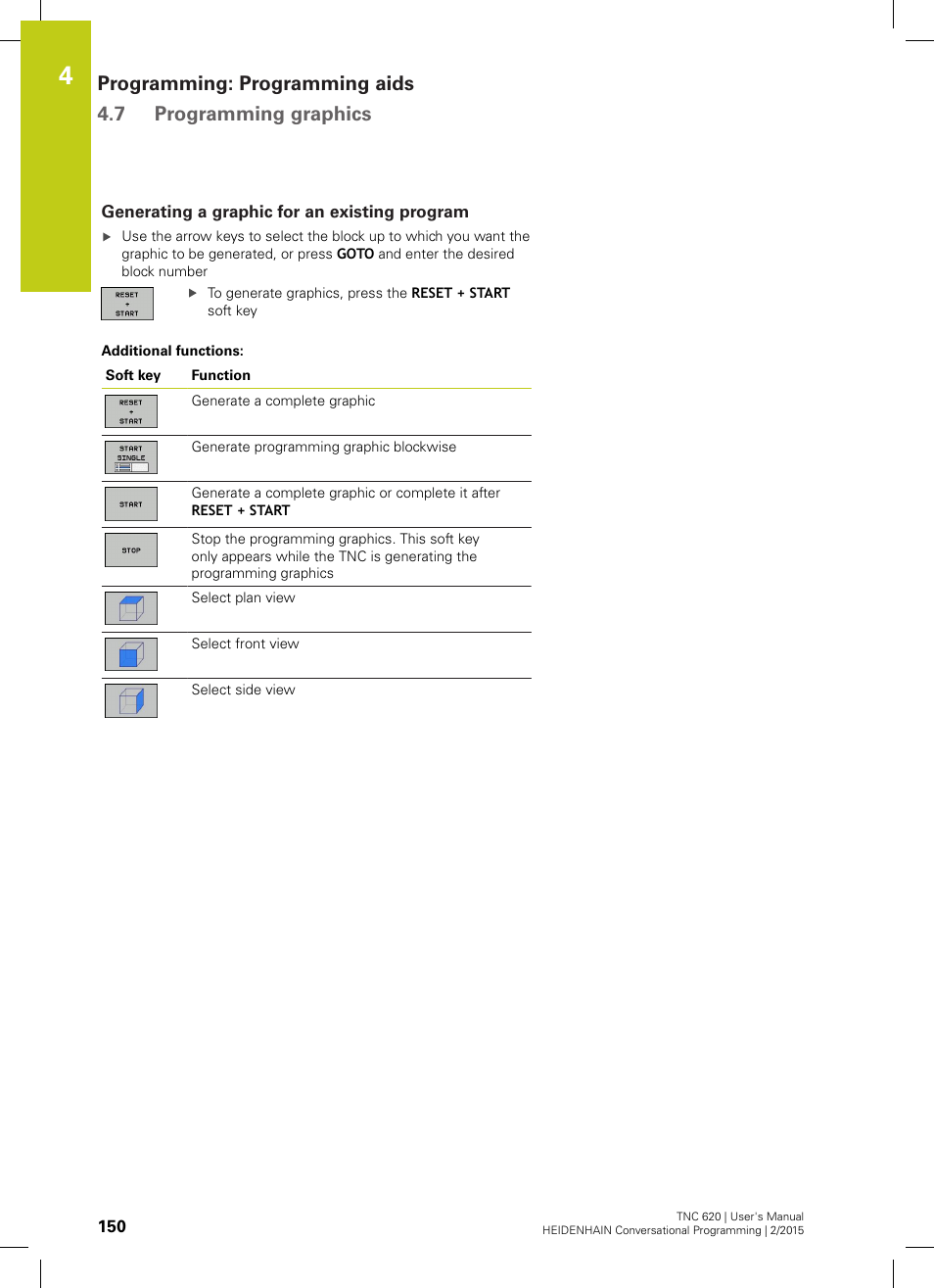 Generating a graphic for an existing program | HEIDENHAIN TNC 620 (81760x-02) User Manual | Page 150 / 656