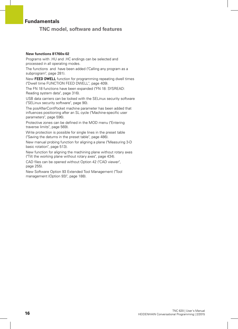 Fundamentals tnc model, software and features | HEIDENHAIN TNC 620 (81760x-02) User Manual | Page 16 / 656