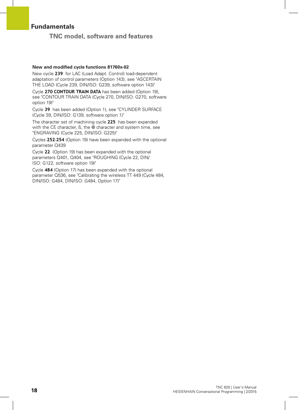 Fundamentals tnc model, software and features | HEIDENHAIN TNC 620 (81760x-02) User Manual | Page 18 / 656