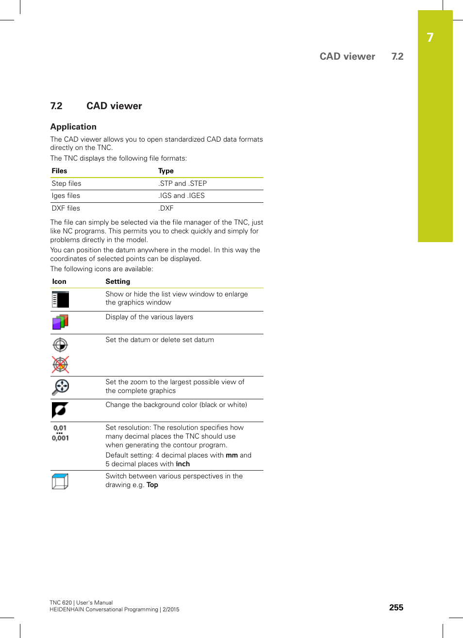 2 cad viewer, Application, Cad viewer | Cad viewer 7.2 | HEIDENHAIN TNC 620 (81760x-02) User Manual | Page 255 / 656