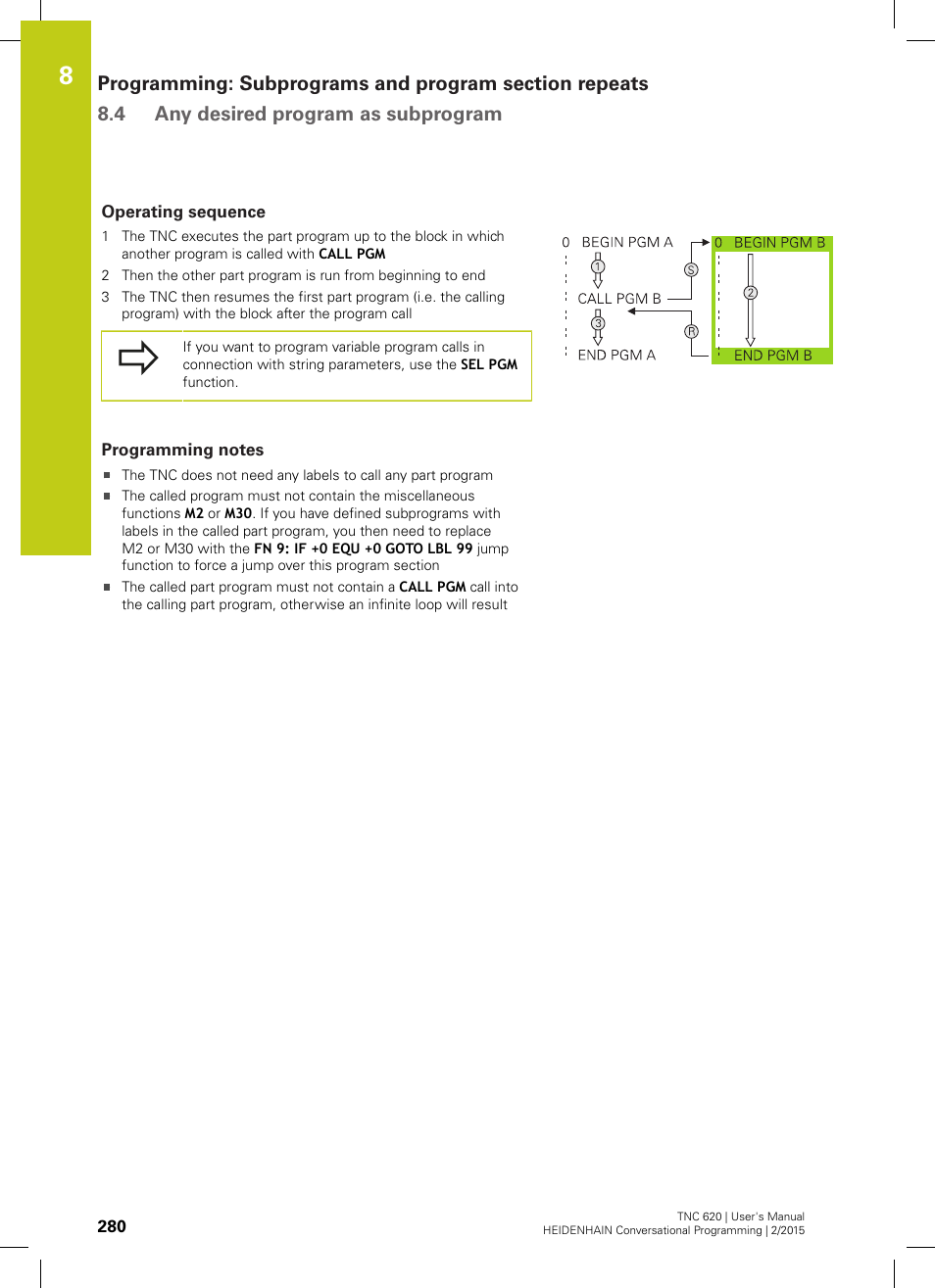 Operating sequence, Programming notes | HEIDENHAIN TNC 620 (81760x-02) User Manual | Page 280 / 656