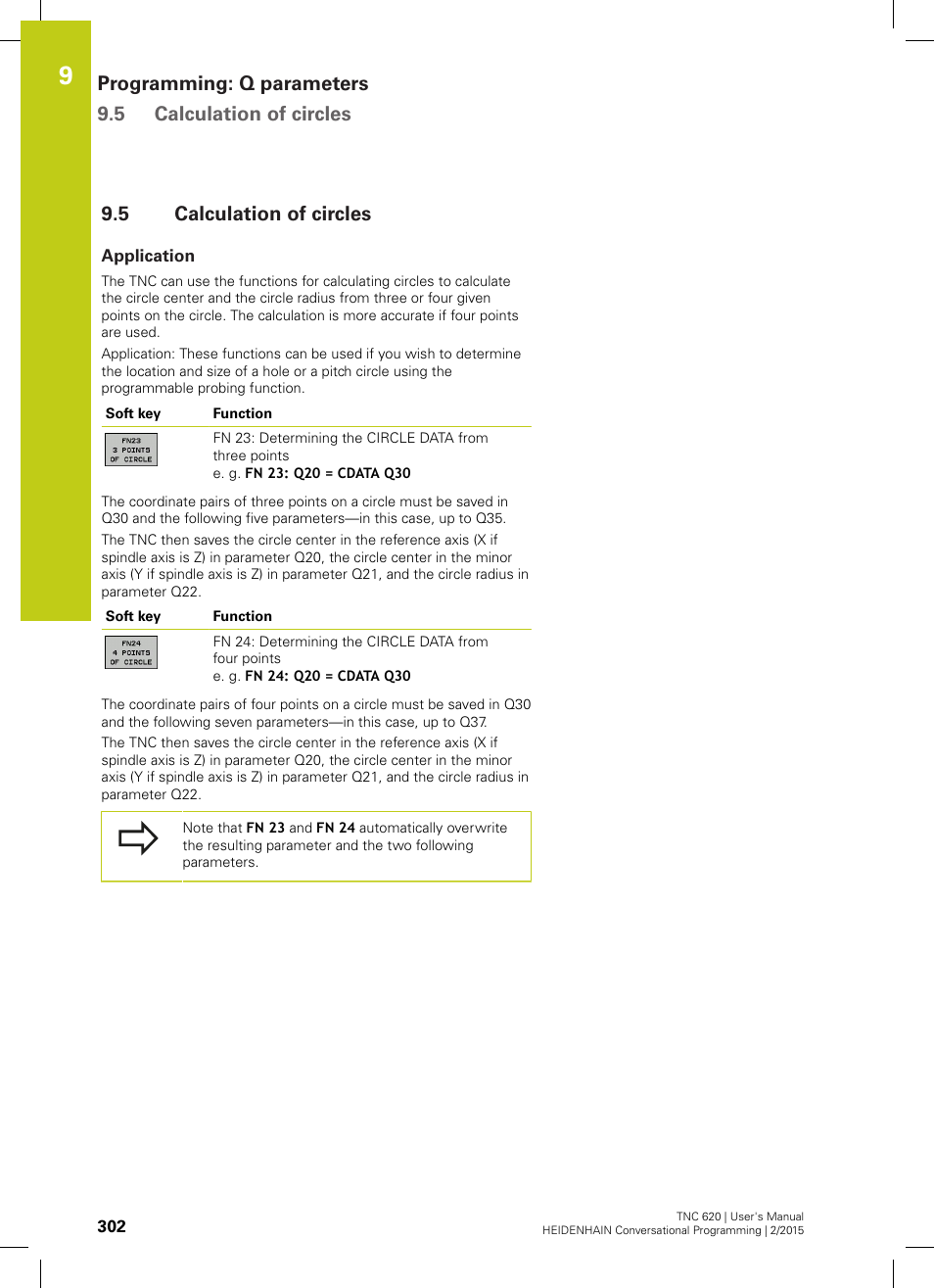 5 calculation of circles, Application, Calculation of circles | HEIDENHAIN TNC 620 (81760x-02) User Manual | Page 302 / 656
