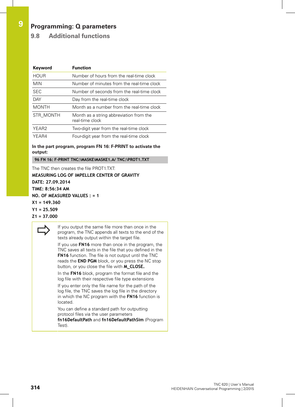 Programming: q parameters 9.8 additional functions | HEIDENHAIN TNC 620 (81760x-02) User Manual | Page 314 / 656