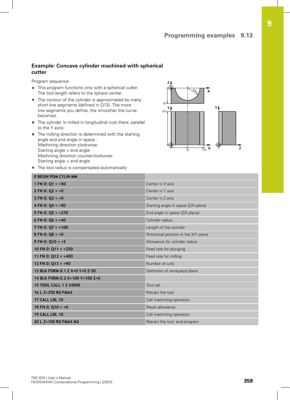 Programming examples 9.13 | HEIDENHAIN TNC 620 (81760x-02) User Manual | Page 359 / 656