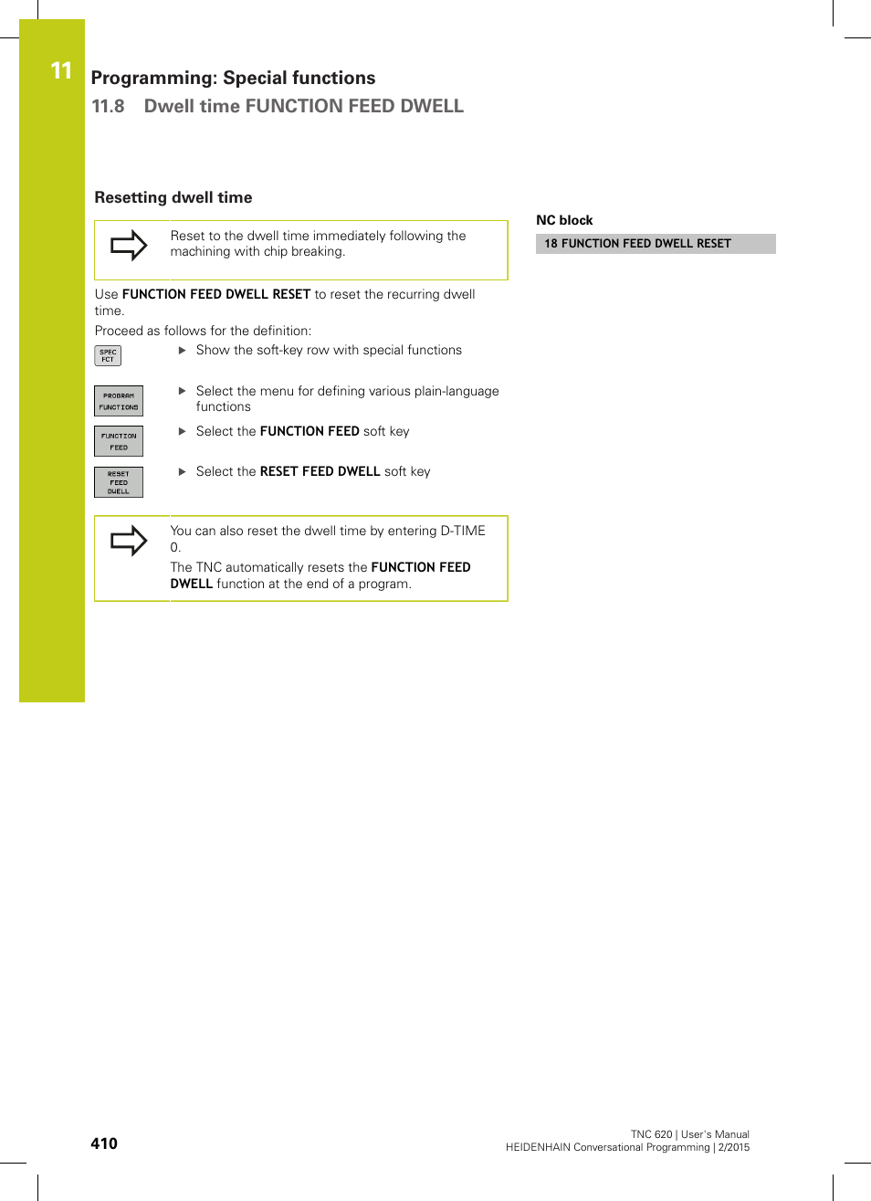 Resetting dwell time | HEIDENHAIN TNC 620 (81760x-02) User Manual | Page 410 / 656