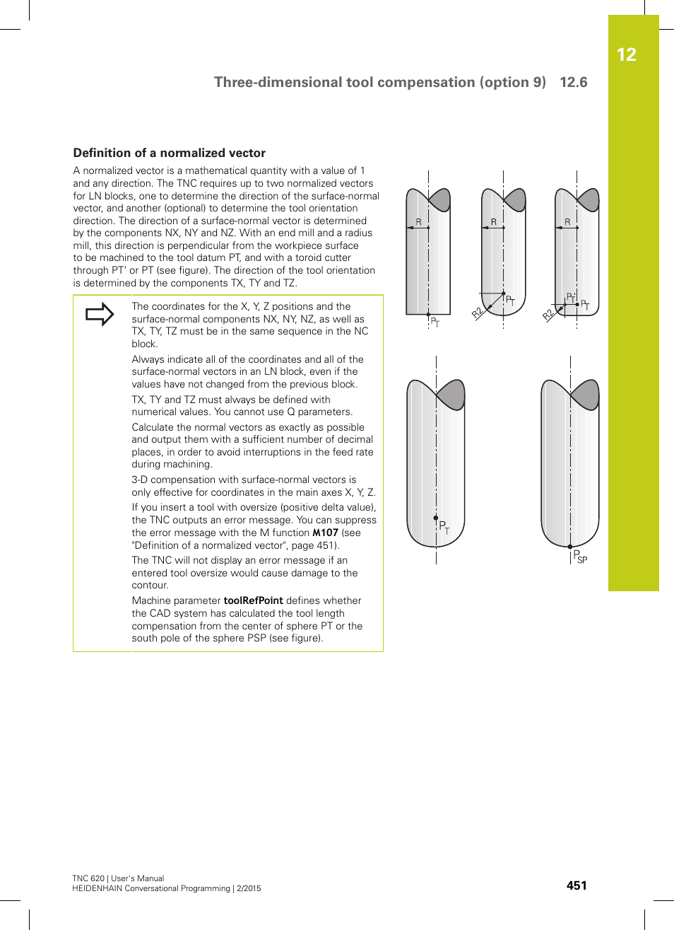 Definition of a normalized vector | HEIDENHAIN TNC 620 (81760x-02) User Manual | Page 451 / 656