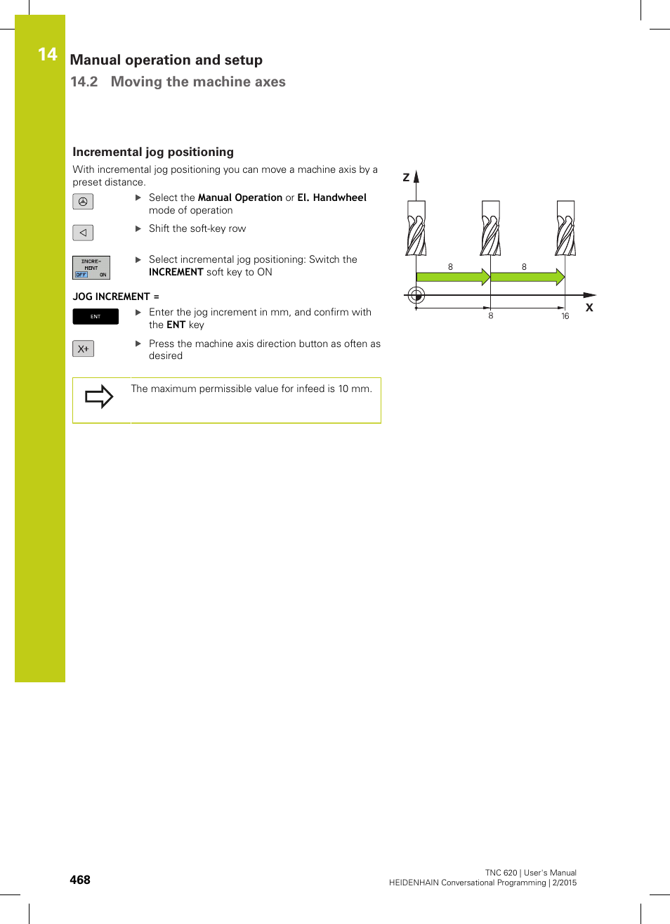 Incremental jog positioning | HEIDENHAIN TNC 620 (81760x-02) User Manual | Page 468 / 656