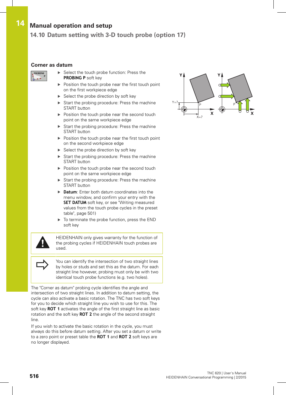 Corner as datum | HEIDENHAIN TNC 620 (81760x-02) User Manual | Page 516 / 656