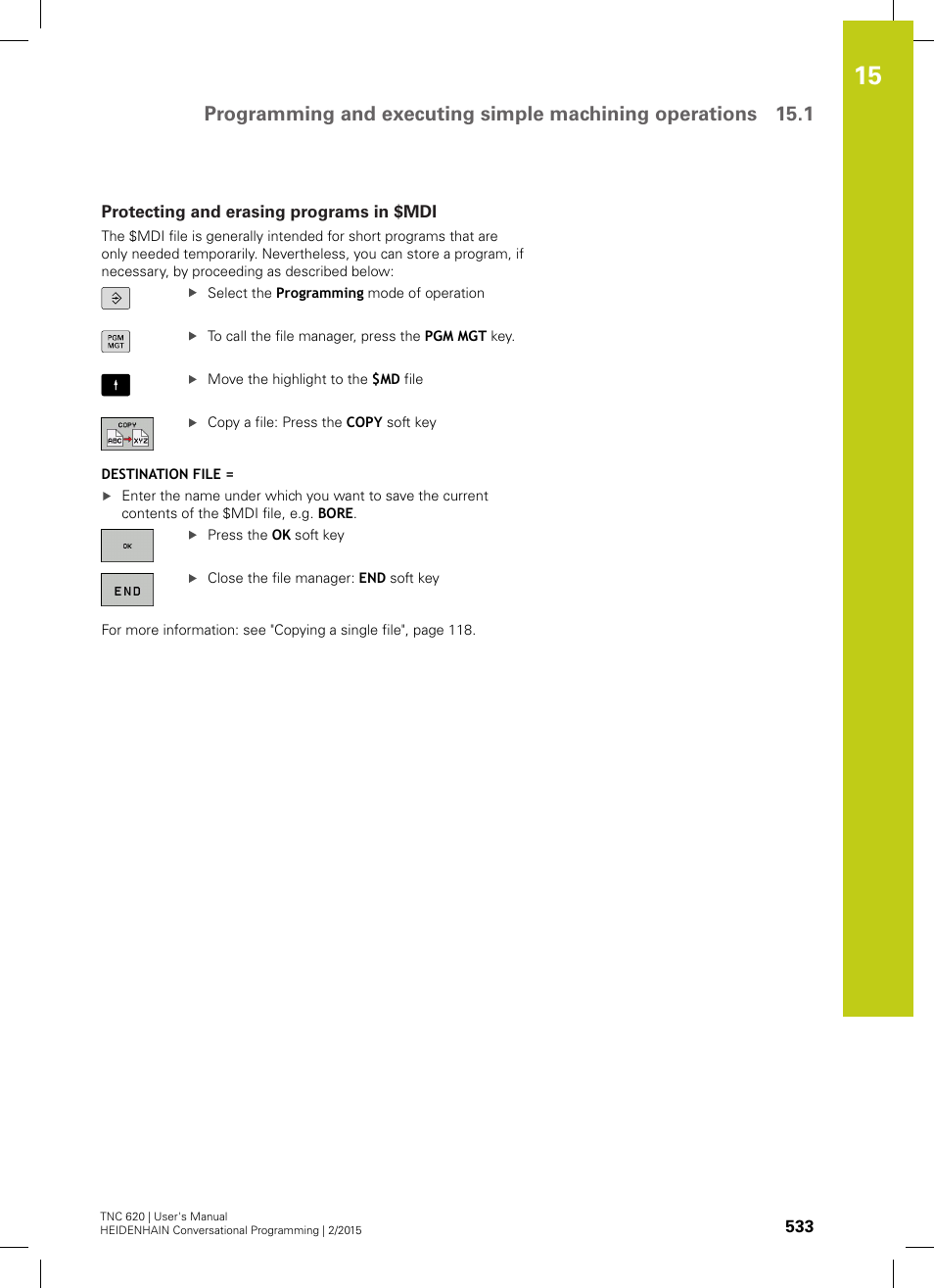 Protecting and erasing programs in $mdi | HEIDENHAIN TNC 620 (81760x-02) User Manual | Page 533 / 656