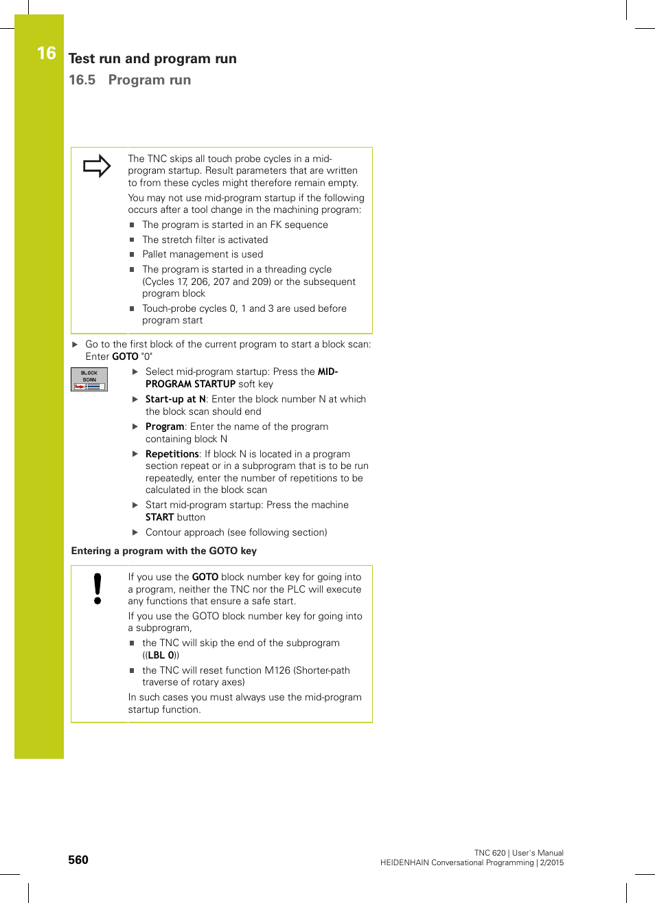 Test run and program run 16.5 program run | HEIDENHAIN TNC 620 (81760x-02) User Manual | Page 560 / 656