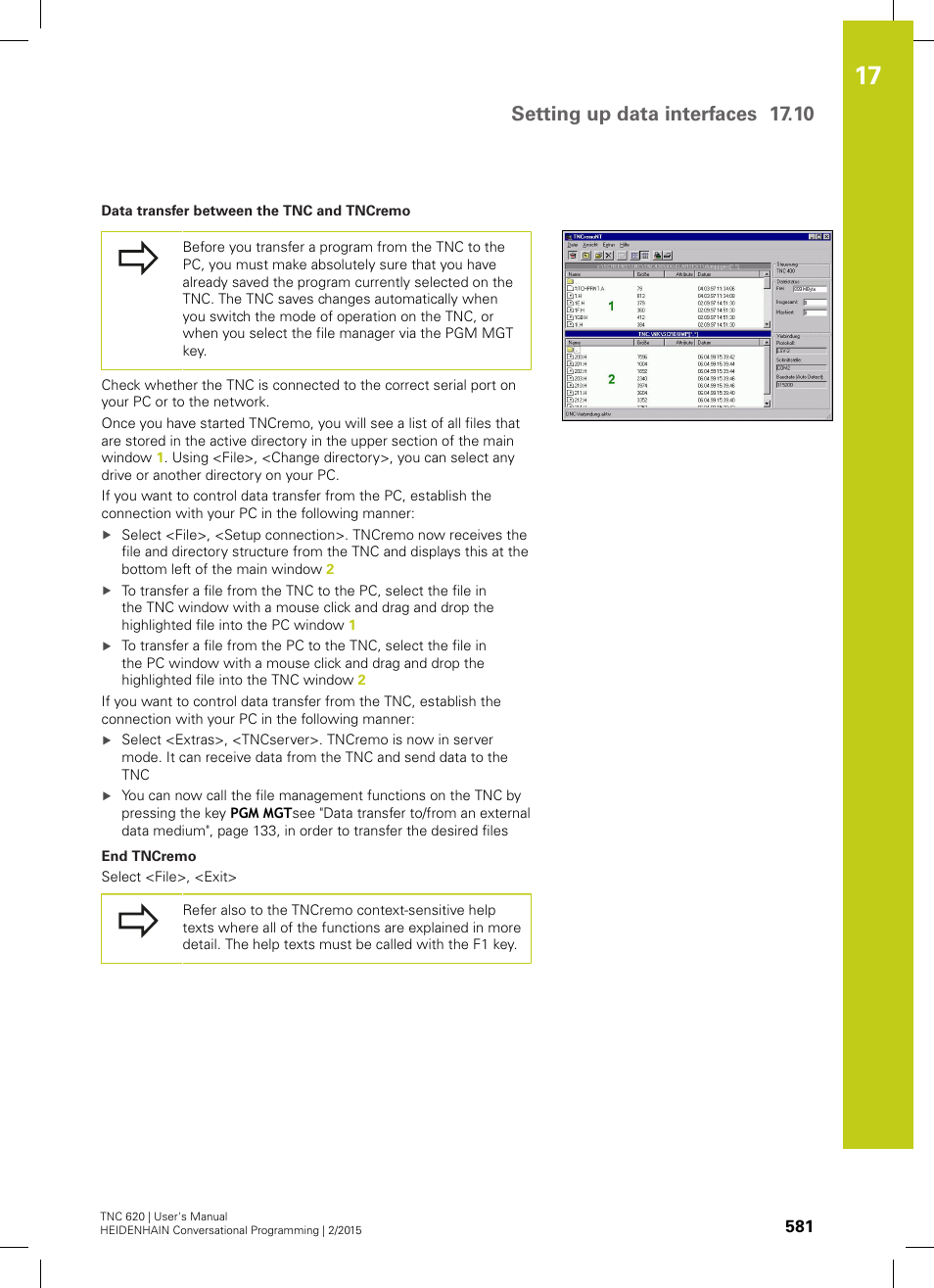 Setting up data interfaces 17.10 | HEIDENHAIN TNC 620 (81760x-02) User Manual | Page 581 / 656