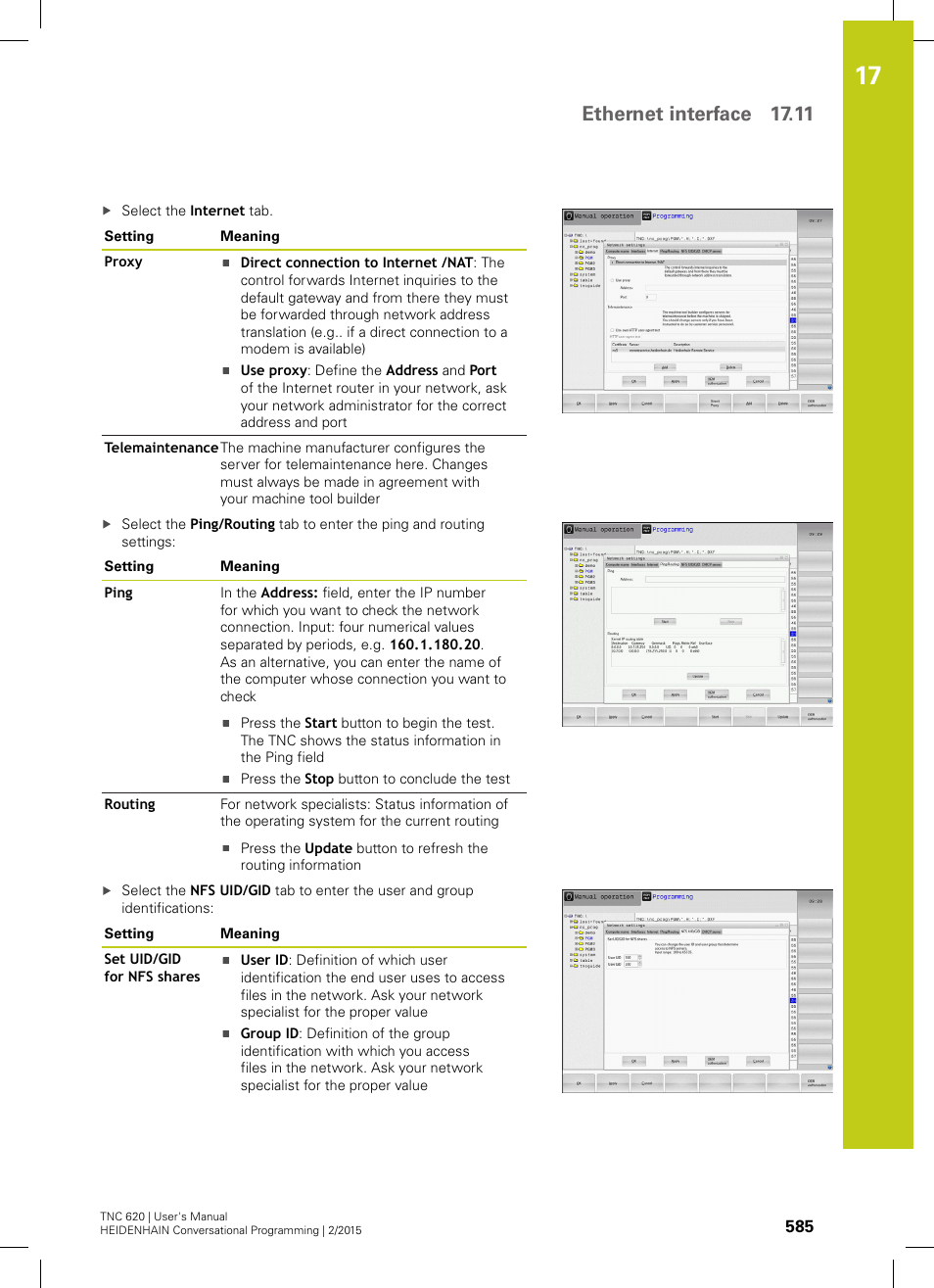 Ethernet interface 17.11 | HEIDENHAIN TNC 620 (81760x-02) User Manual | Page 585 / 656