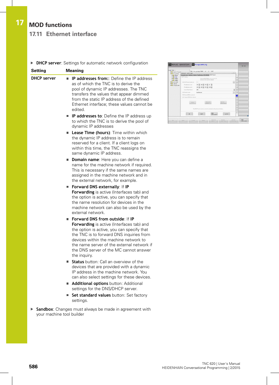 Mod functions 17.11 ethernet interface | HEIDENHAIN TNC 620 (81760x-02) User Manual | Page 586 / 656