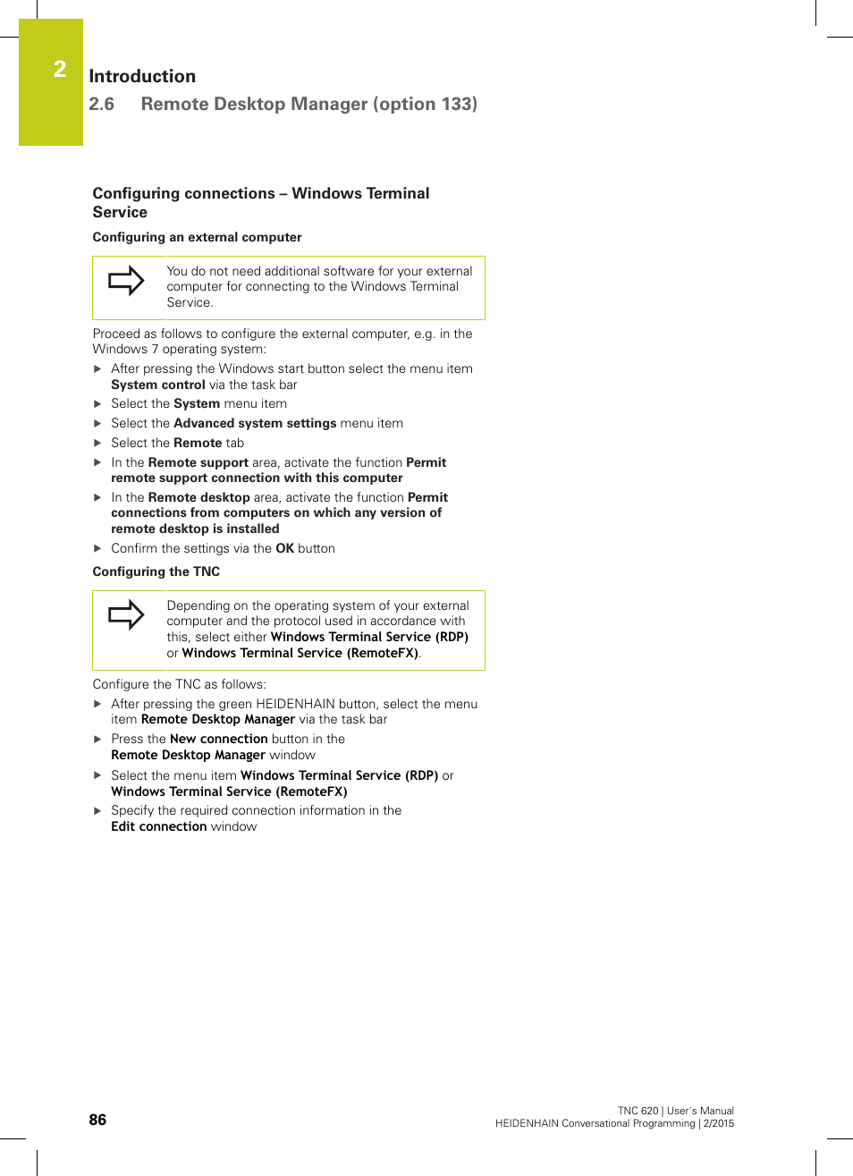 Configuring connections – windows terminal service | HEIDENHAIN TNC 620 (81760x-02) User Manual | Page 86 / 656