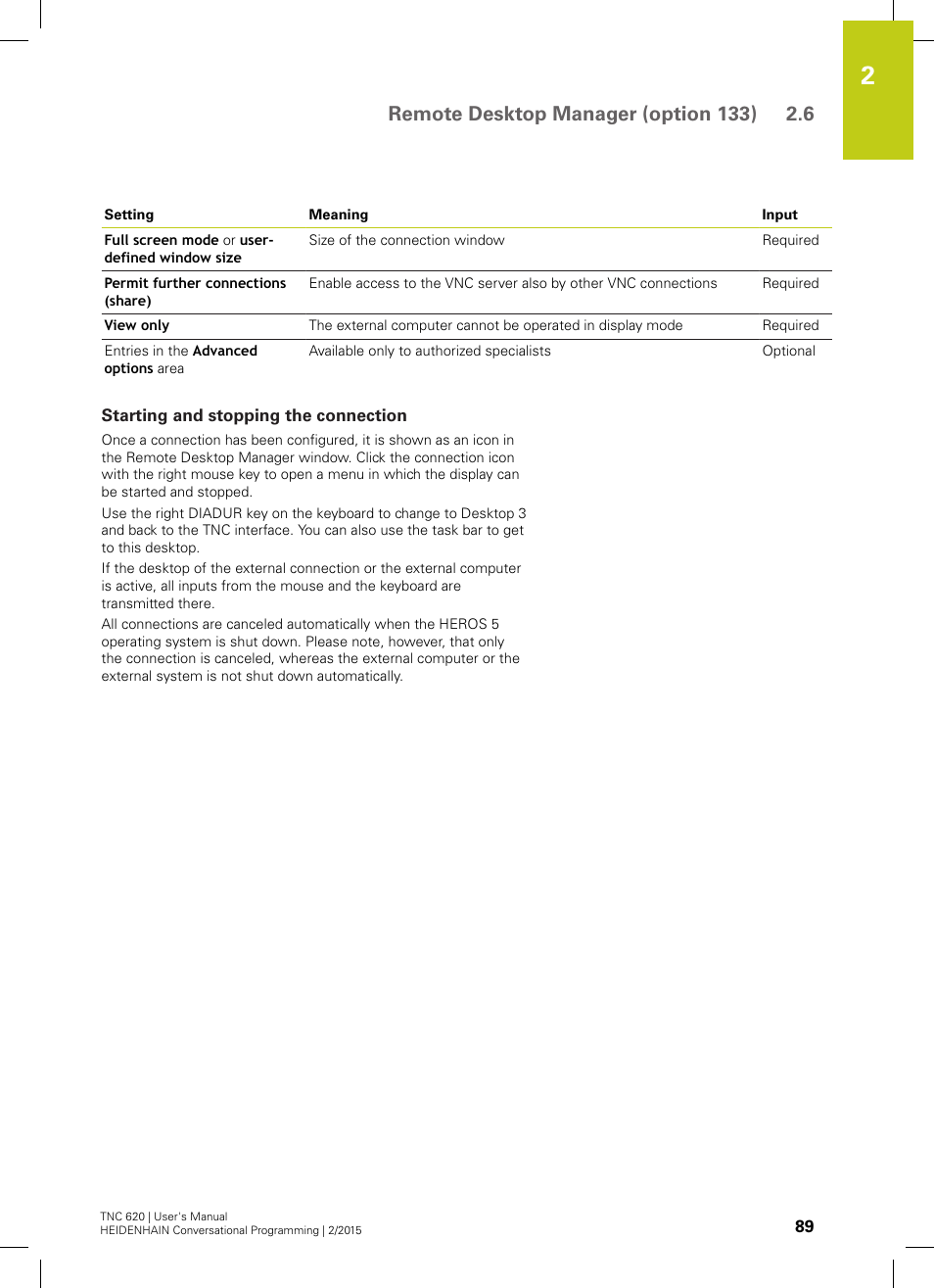 Starting and stopping the connection | HEIDENHAIN TNC 620 (81760x-02) User Manual | Page 89 / 656