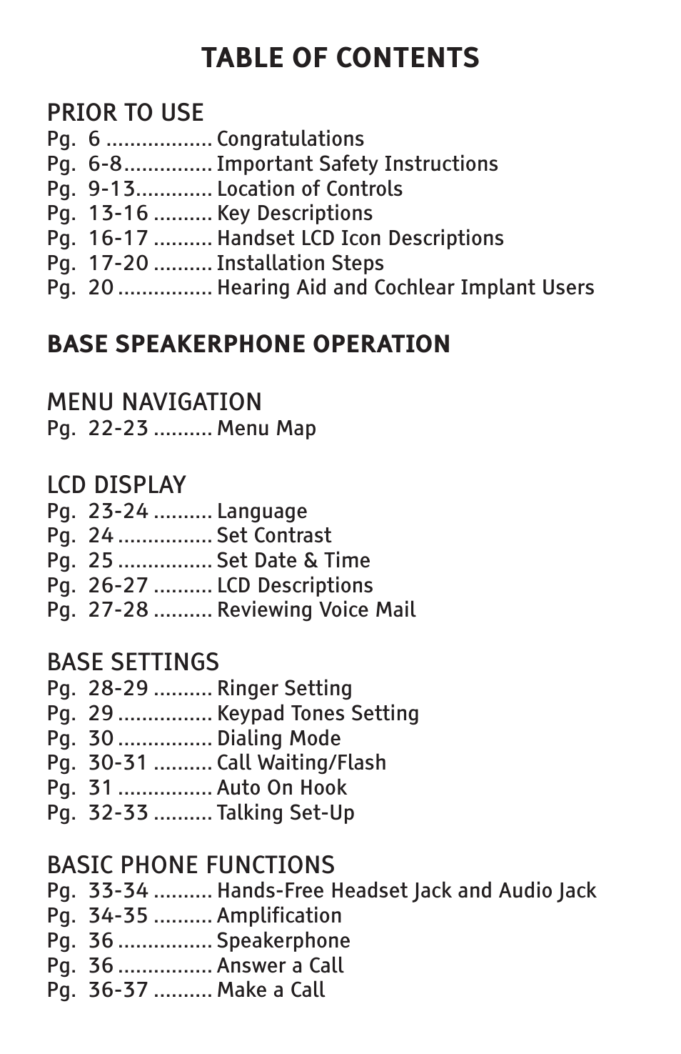 ClearSounds PHONE A1600 User Manual | Page 2 / 96