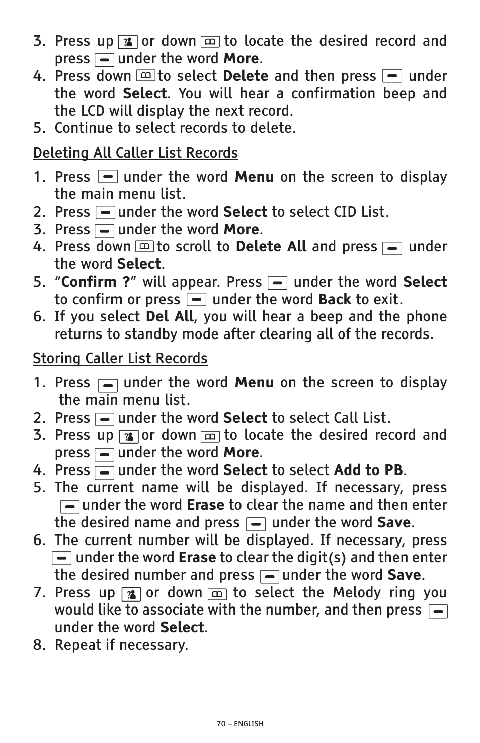 ClearSounds PHONE A1600 User Manual | Page 70 / 96