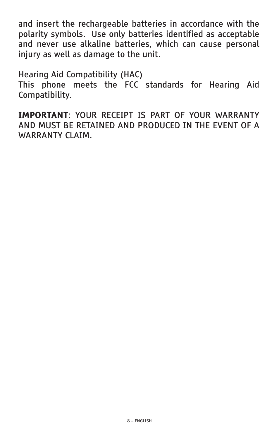 ClearSounds PHONE A1600 User Manual | Page 8 / 96