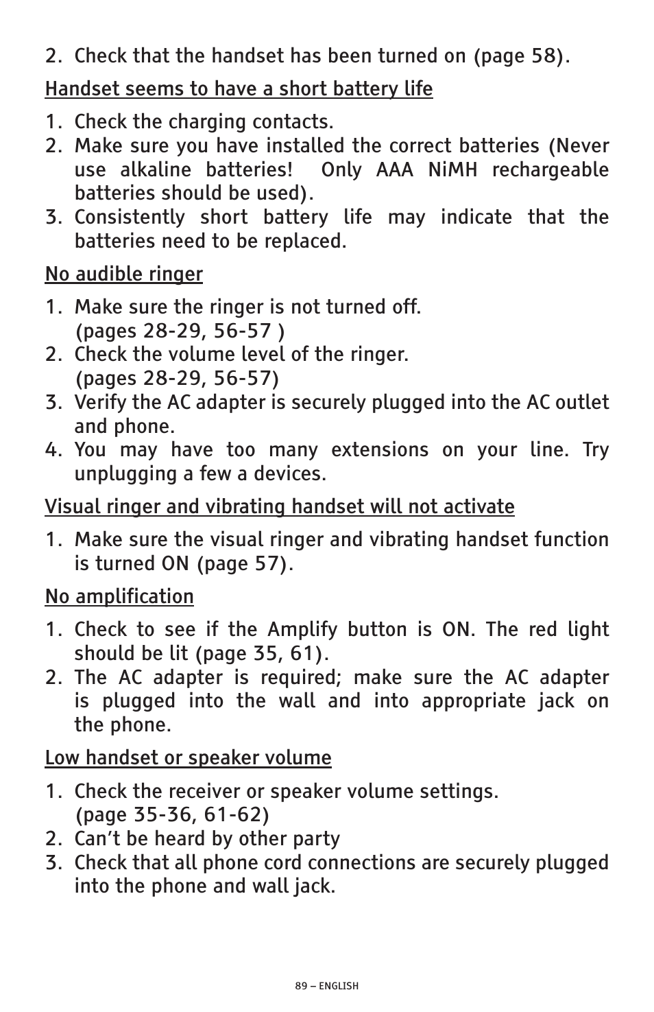 ClearSounds PHONE A1600 User Manual | Page 89 / 96