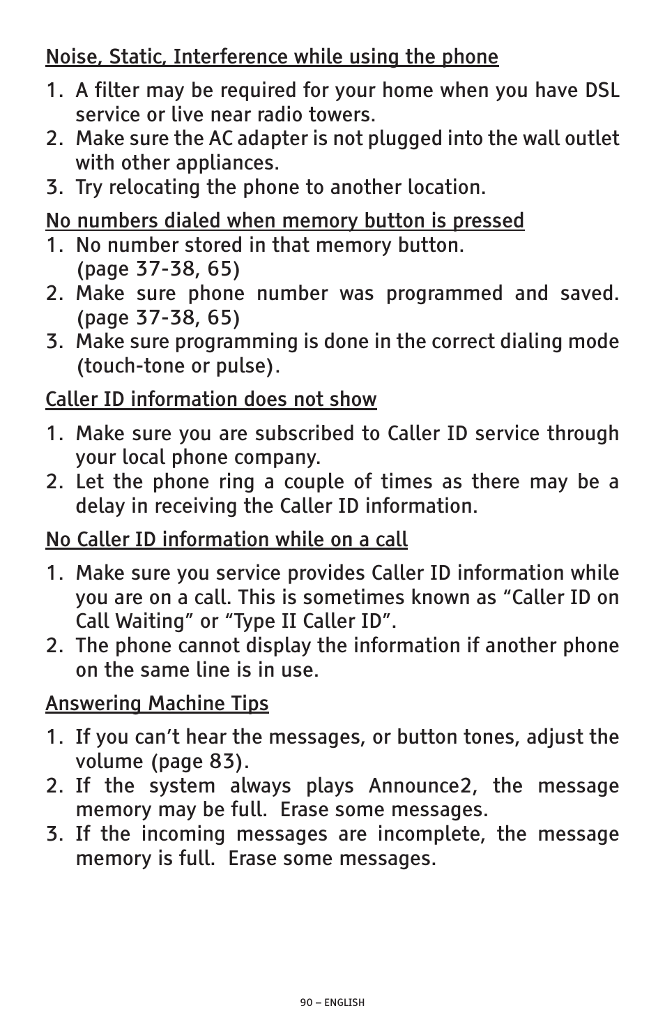 ClearSounds PHONE A1600 User Manual | Page 90 / 96