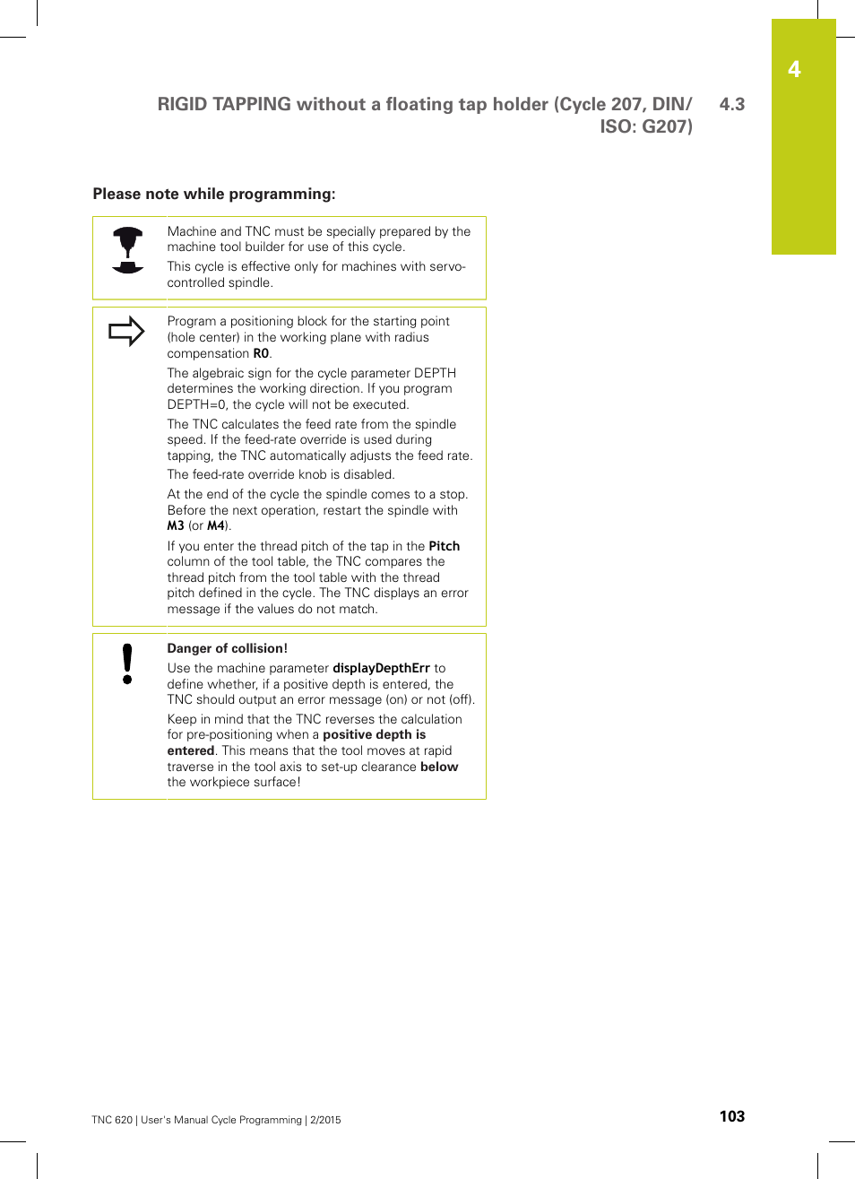 Please note while programming | HEIDENHAIN TNC 620 (81760x-02) Cycle programming User Manual | Page 103 / 490