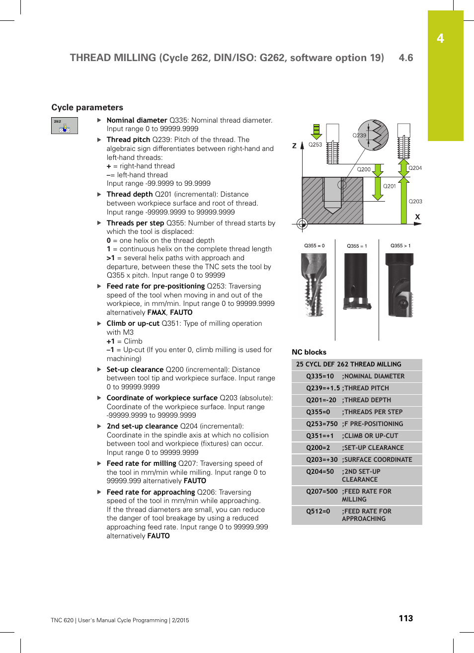 Cycle parameters | HEIDENHAIN TNC 620 (81760x-02) Cycle programming User Manual | Page 113 / 490