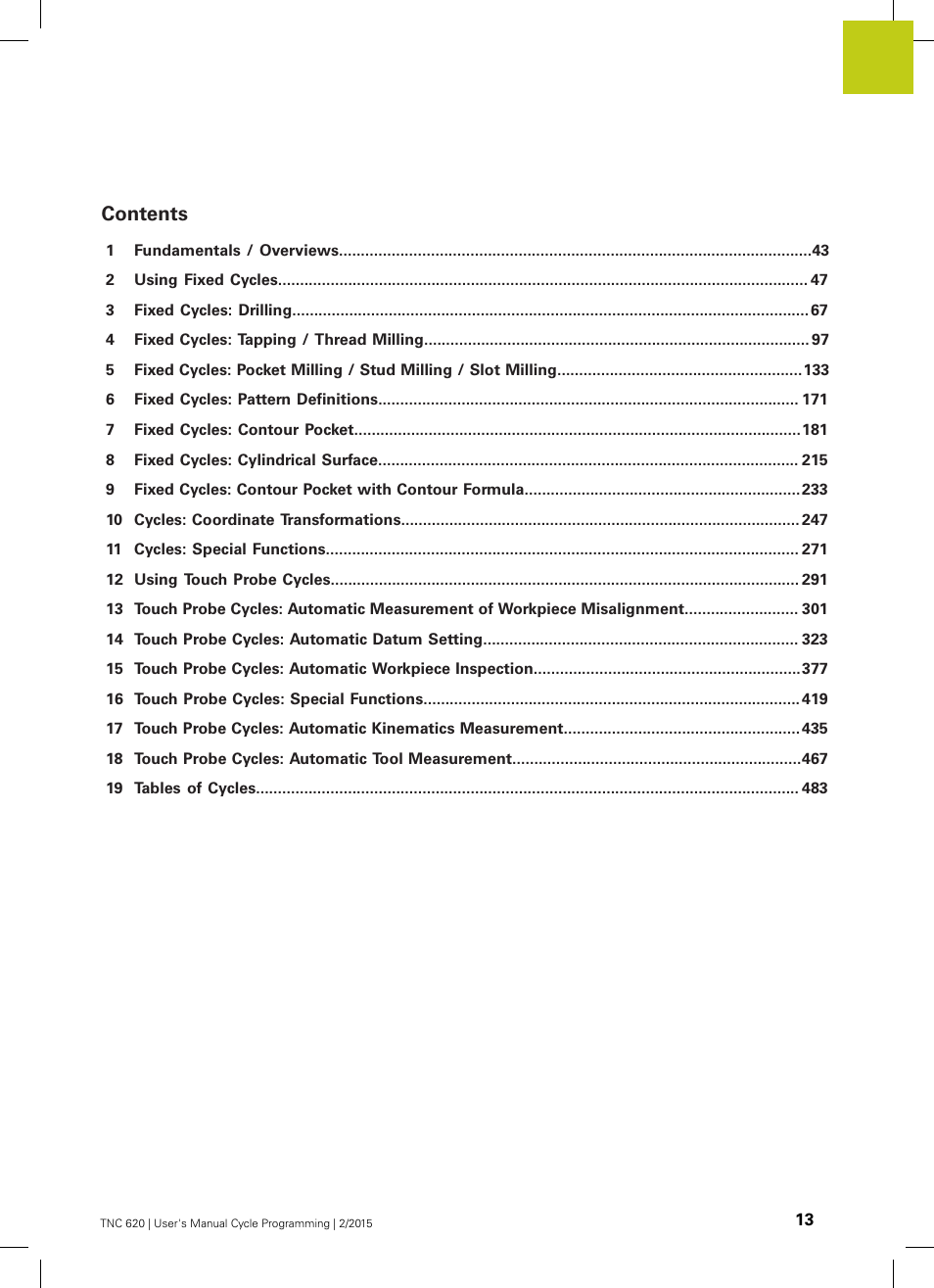 HEIDENHAIN TNC 620 (81760x-02) Cycle programming User Manual | Page 13 / 490