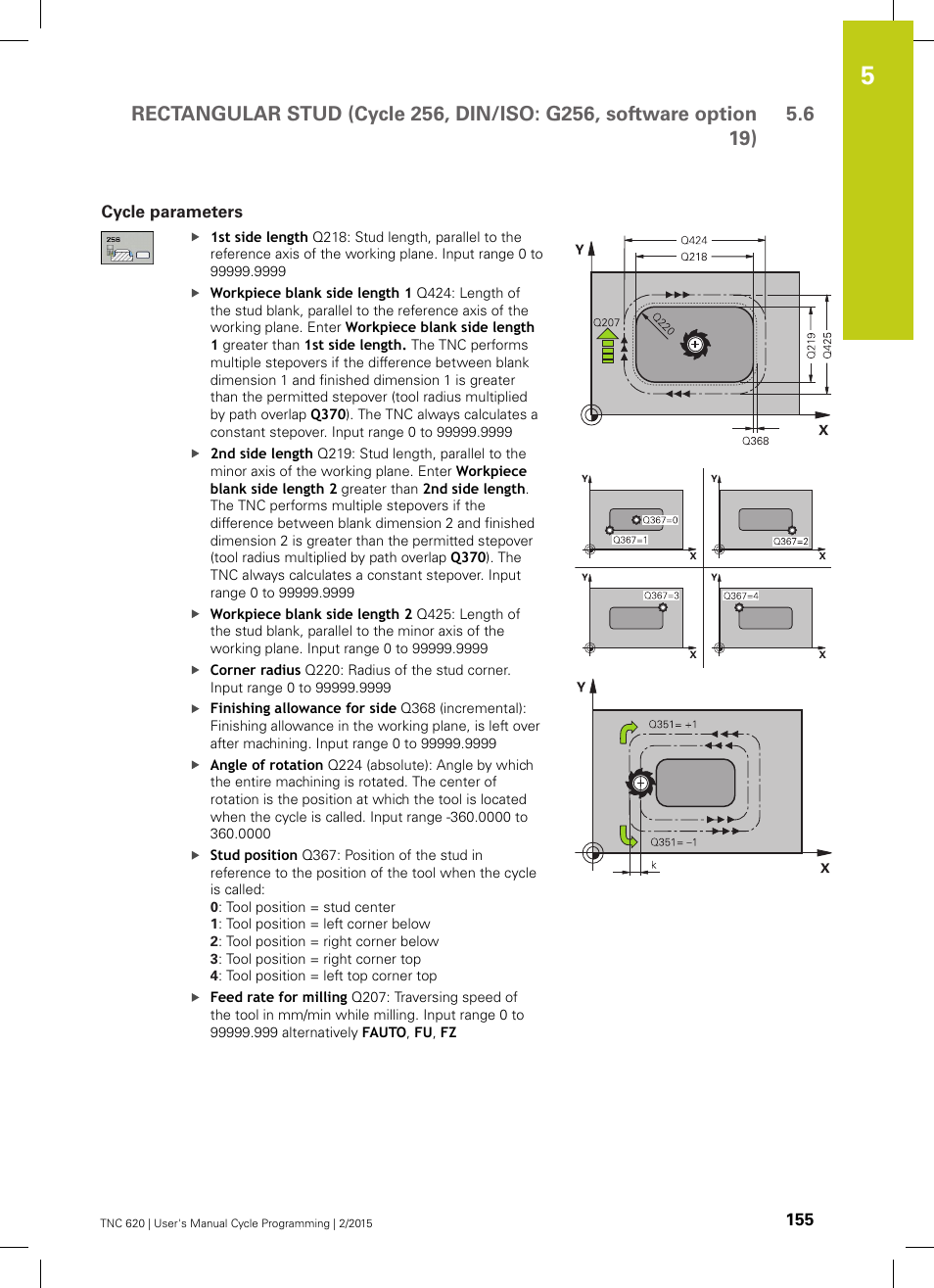 Cycle parameters | HEIDENHAIN TNC 620 (81760x-02) Cycle programming User Manual | Page 155 / 490