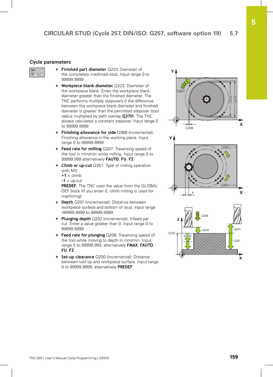 Cycle parameters | HEIDENHAIN TNC 620 (81760x-02) Cycle programming User Manual | Page 159 / 490