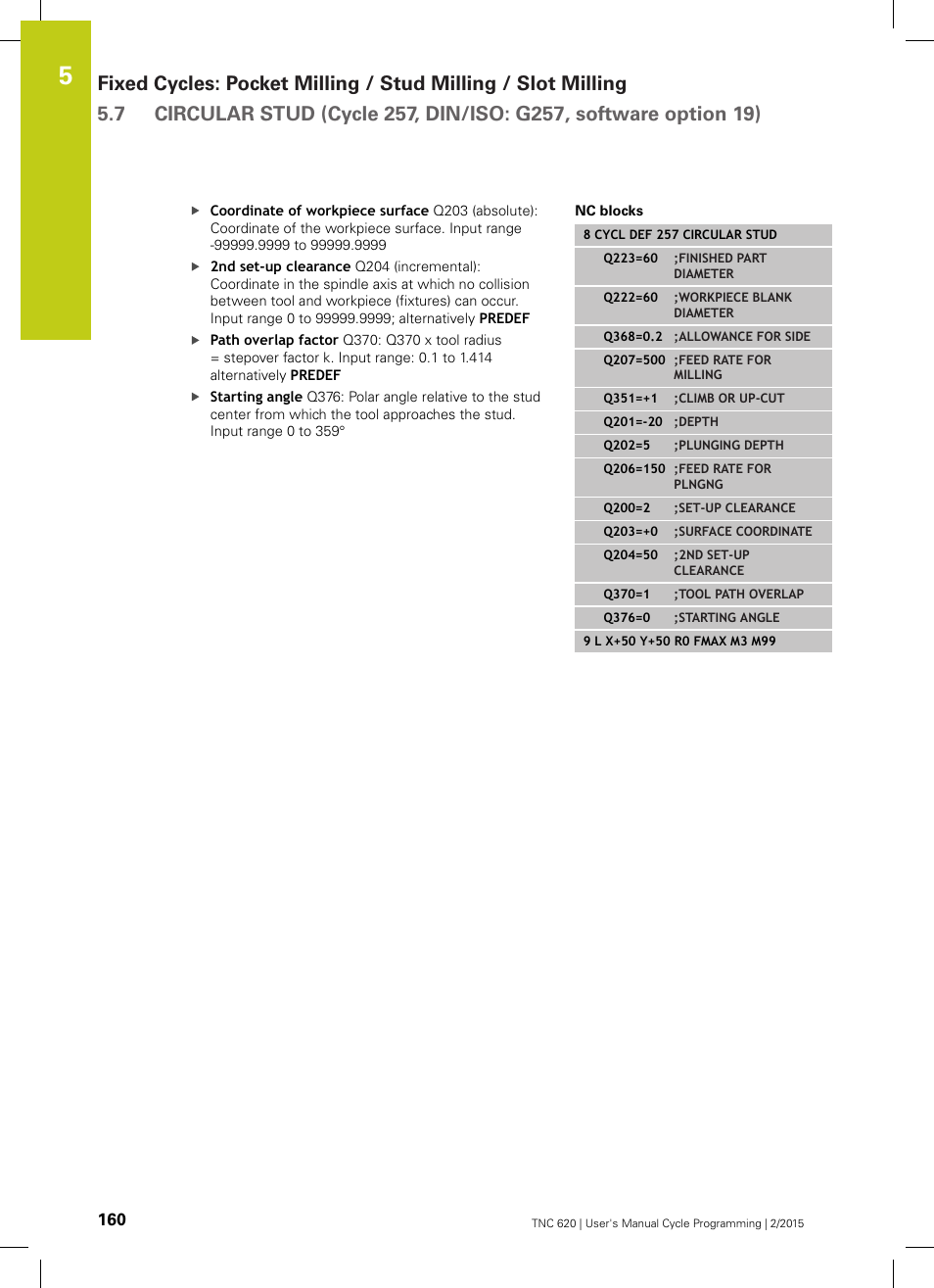 HEIDENHAIN TNC 620 (81760x-02) Cycle programming User Manual | Page 160 / 490