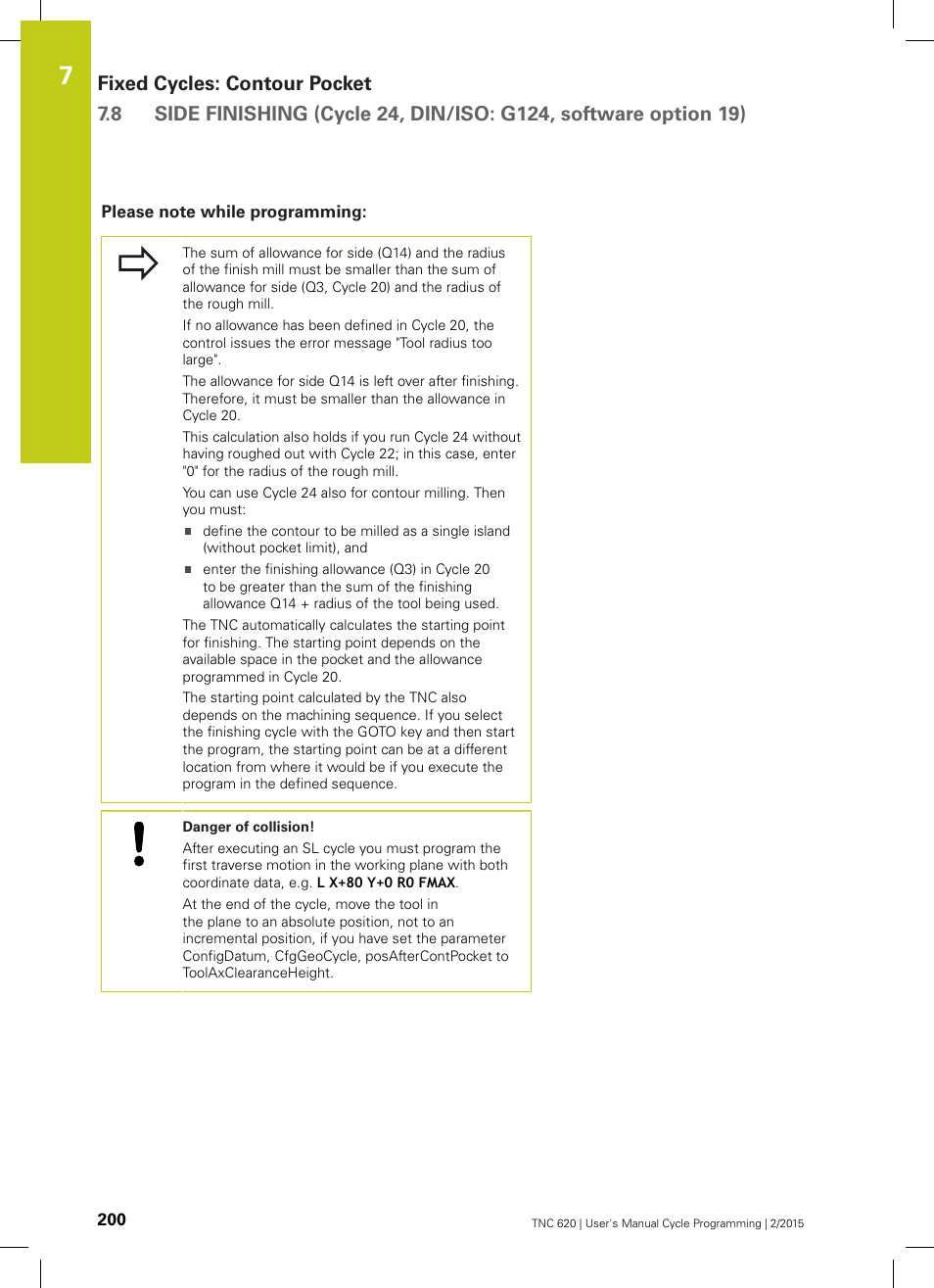 Please note while programming | HEIDENHAIN TNC 620 (81760x-02) Cycle programming User Manual | Page 200 / 490