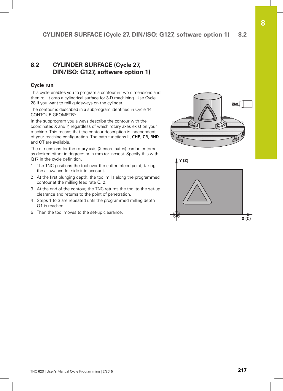 Cycle run | HEIDENHAIN TNC 620 (81760x-02) Cycle programming User Manual | Page 217 / 490