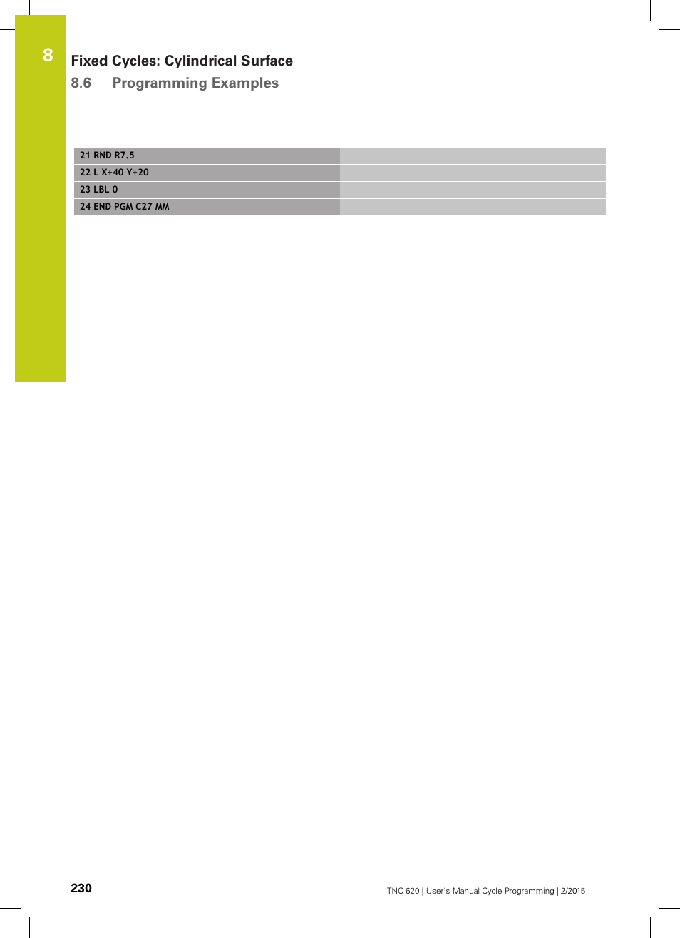 HEIDENHAIN TNC 620 (81760x-02) Cycle programming User Manual | Page 230 / 490