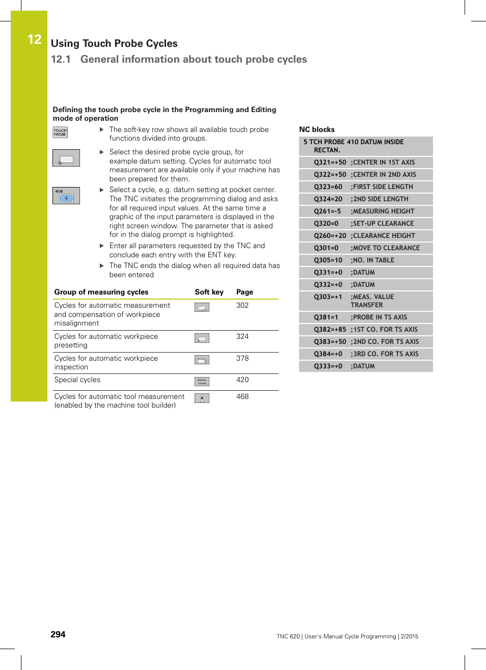 HEIDENHAIN TNC 620 (81760x-02) Cycle programming User Manual | Page 294 / 490