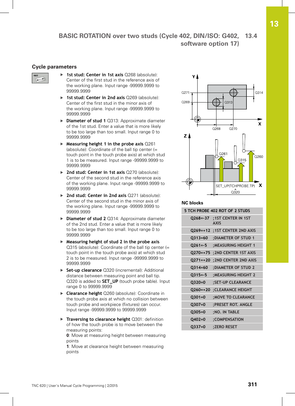 Cycle parameters | HEIDENHAIN TNC 620 (81760x-02) Cycle programming User Manual | Page 311 / 490