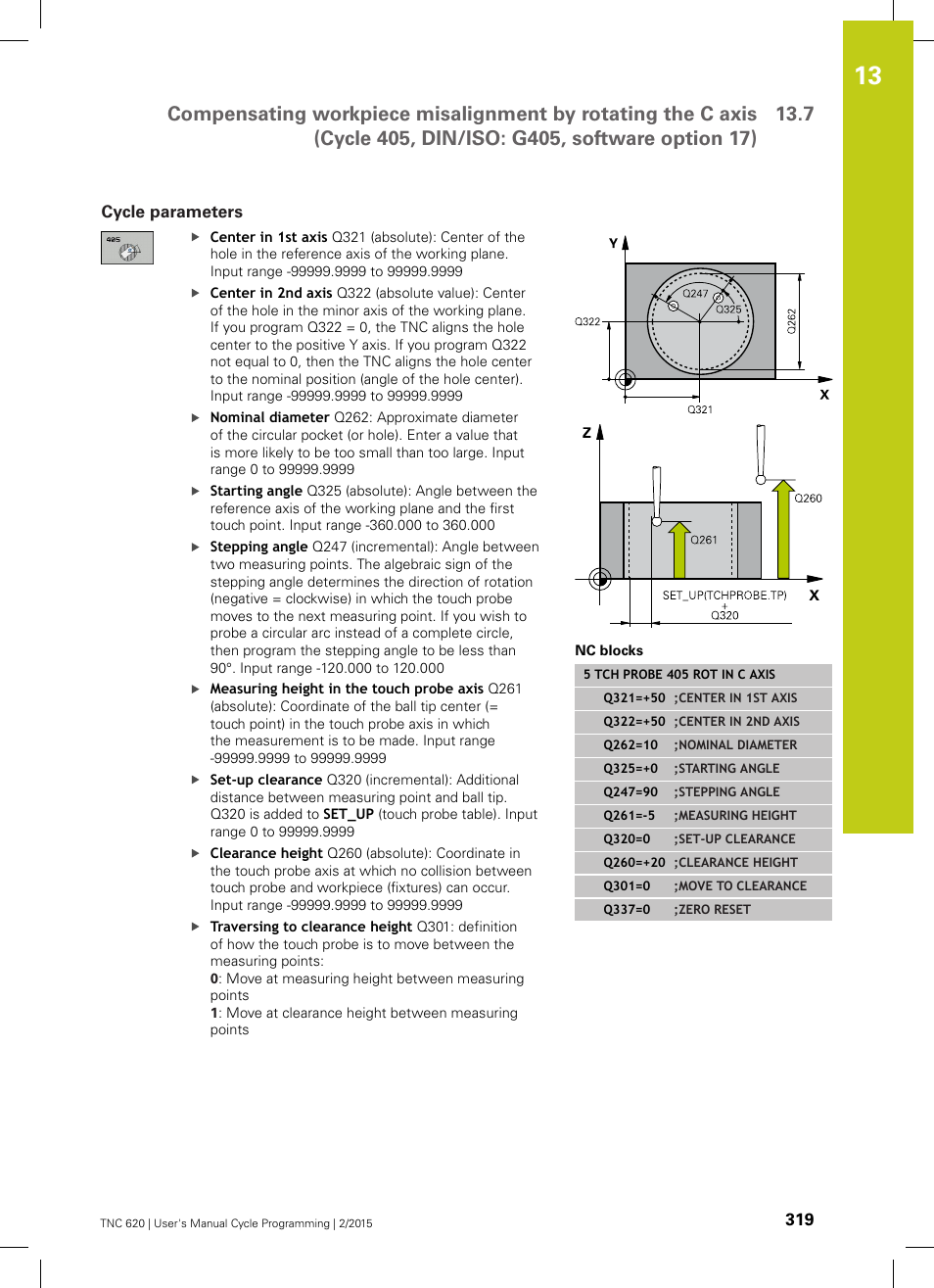 Cycle parameters | HEIDENHAIN TNC 620 (81760x-02) Cycle programming User Manual | Page 319 / 490