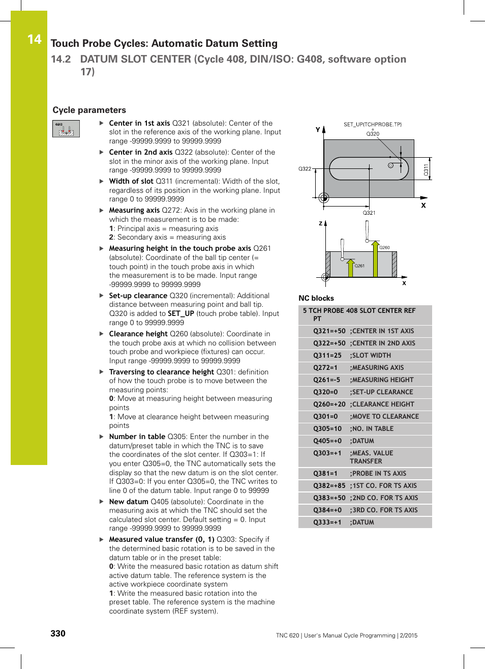 Cycle parameters | HEIDENHAIN TNC 620 (81760x-02) Cycle programming User Manual | Page 330 / 490