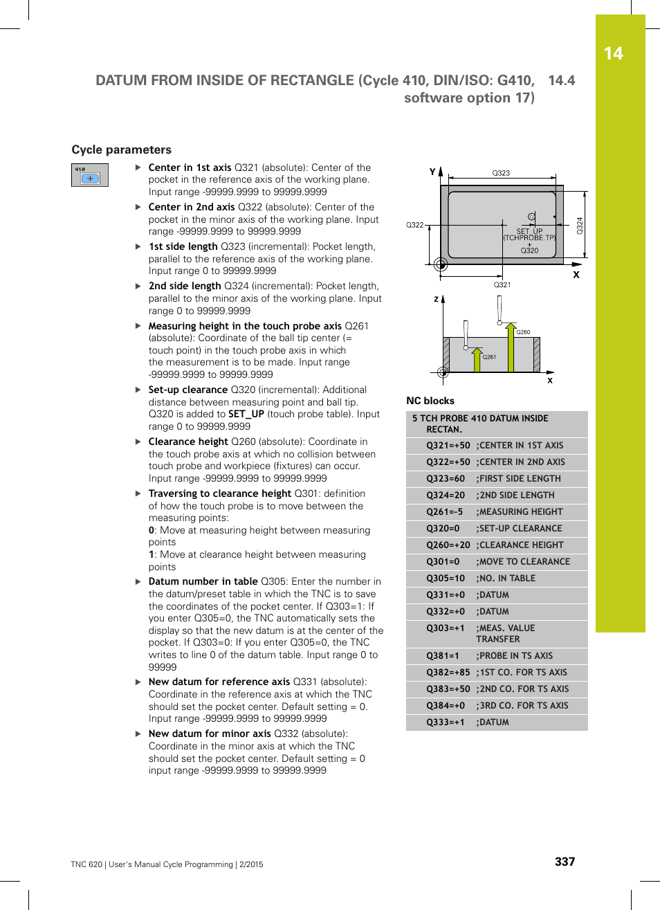 Cycle parameters | HEIDENHAIN TNC 620 (81760x-02) Cycle programming User Manual | Page 337 / 490