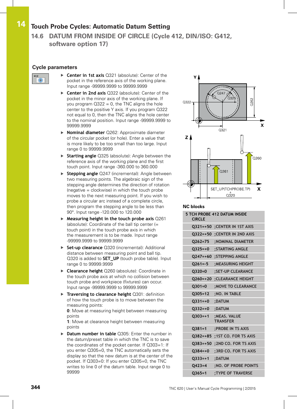 Cycle parameters | HEIDENHAIN TNC 620 (81760x-02) Cycle programming User Manual | Page 344 / 490