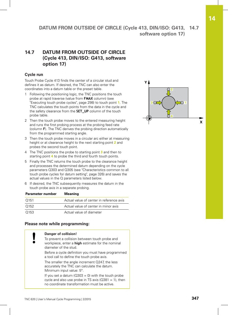 Cycle run, Please note while programming | HEIDENHAIN TNC 620 (81760x-02) Cycle programming User Manual | Page 347 / 490