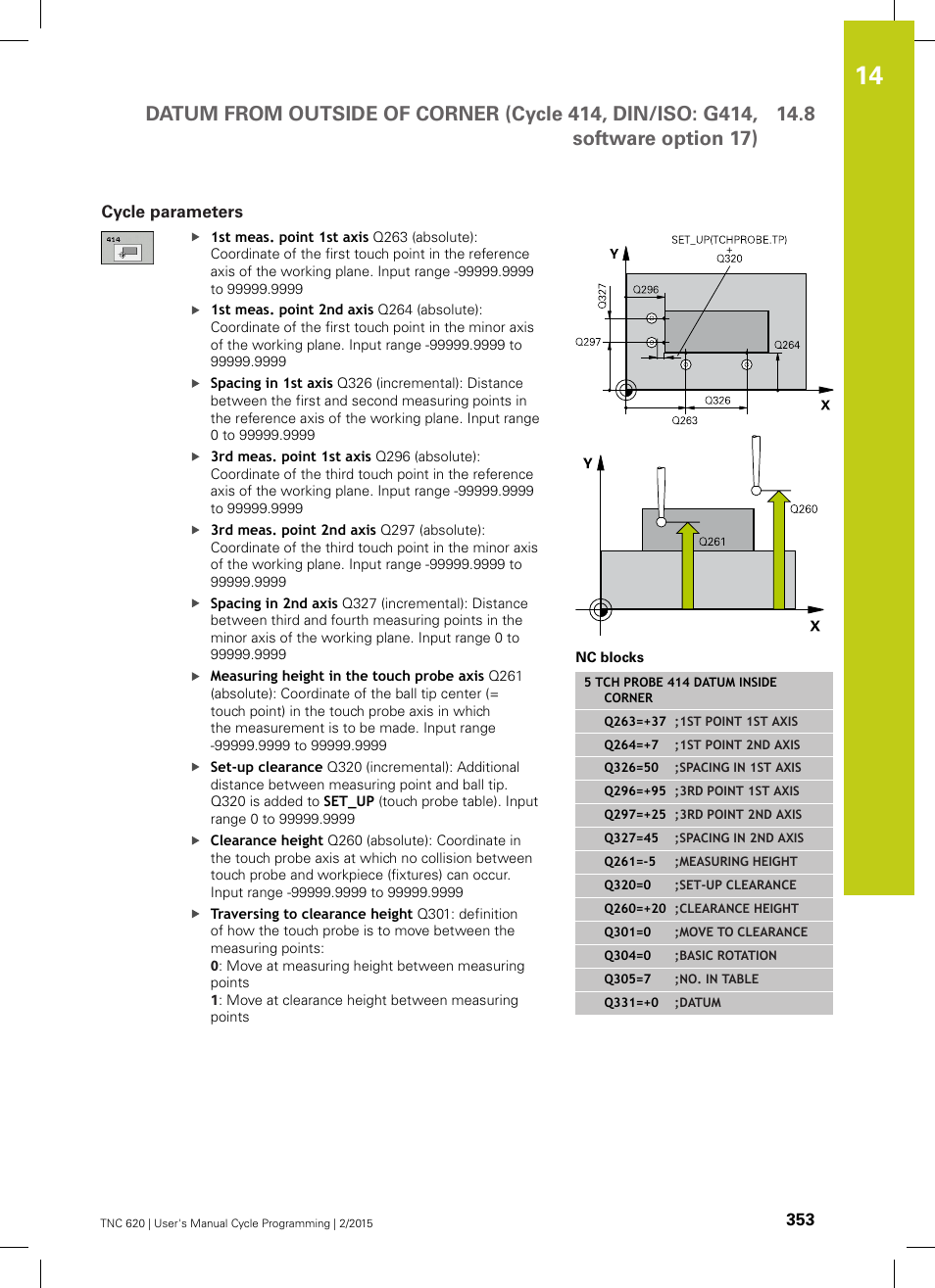 Cycle parameters | HEIDENHAIN TNC 620 (81760x-02) Cycle programming User Manual | Page 353 / 490