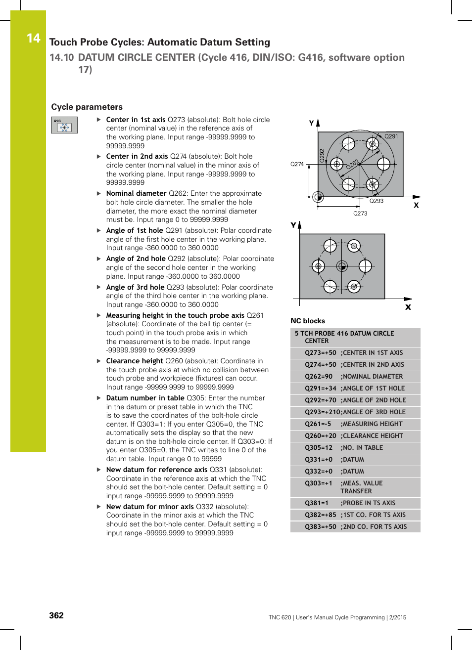 Cycle parameters | HEIDENHAIN TNC 620 (81760x-02) Cycle programming User Manual | Page 362 / 490