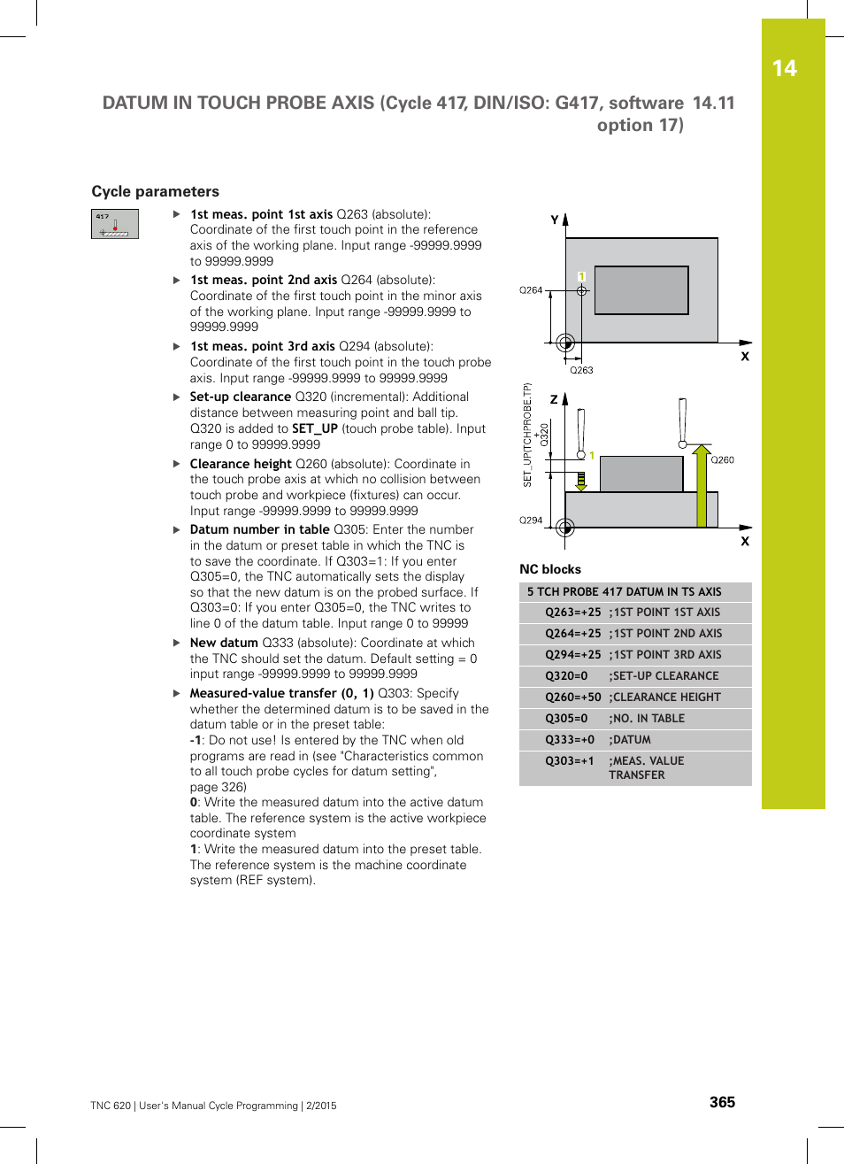 Cycle parameters | HEIDENHAIN TNC 620 (81760x-02) Cycle programming User Manual | Page 365 / 490