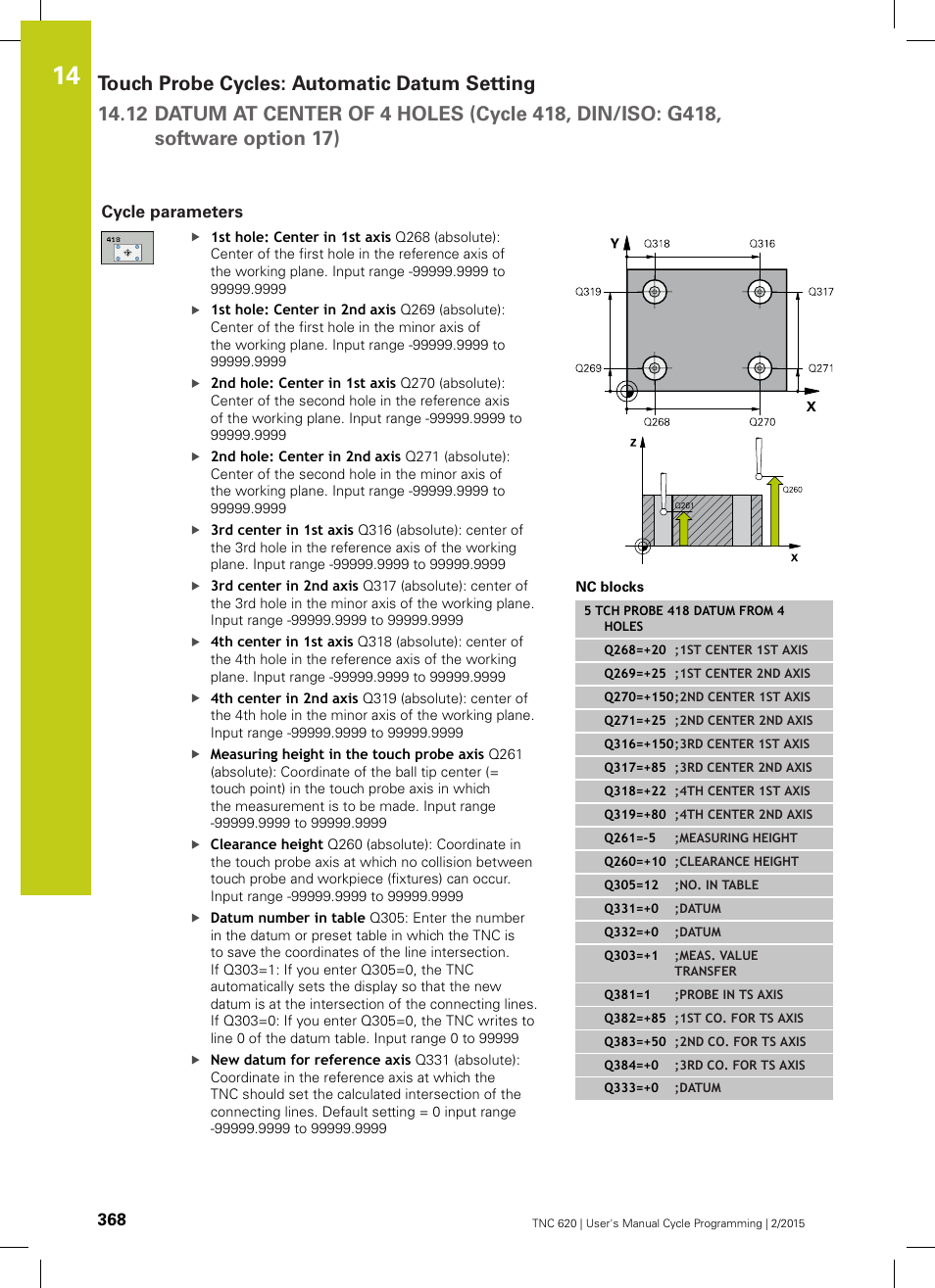 Cycle parameters | HEIDENHAIN TNC 620 (81760x-02) Cycle programming User Manual | Page 368 / 490