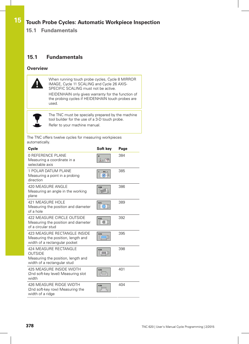 1 fundamentals, Overview, Fundamentals | HEIDENHAIN TNC 620 (81760x-02) Cycle programming User Manual | Page 378 / 490