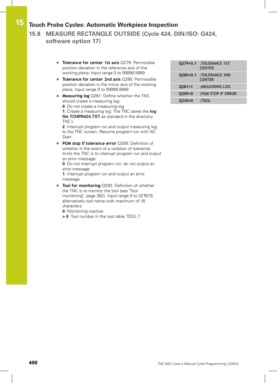 HEIDENHAIN TNC 620 (81760x-02) Cycle programming User Manual | Page 400 / 490