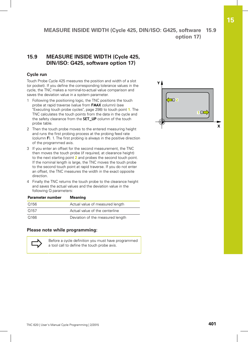 Cycle run, Please note while programming | HEIDENHAIN TNC 620 (81760x-02) Cycle programming User Manual | Page 401 / 490