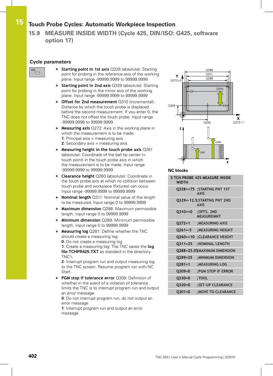 Cycle parameters | HEIDENHAIN TNC 620 (81760x-02) Cycle programming User Manual | Page 402 / 490