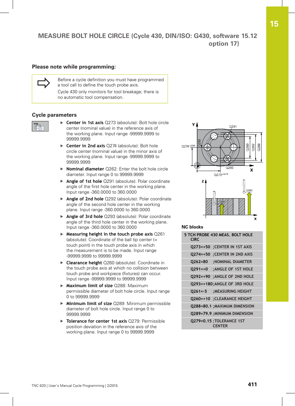 Please note while programming, Cycle parameters | HEIDENHAIN TNC 620 (81760x-02) Cycle programming User Manual | Page 411 / 490